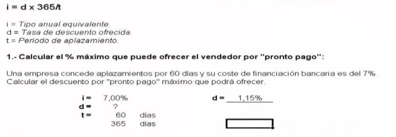 Imagen explicación practica descuento por pronto pago Imagen explicación practica descuento por pronto pago