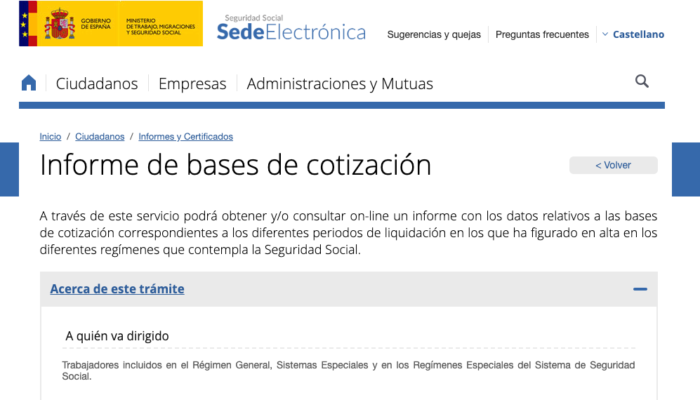 Informe de bases de cotización